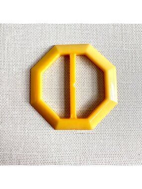 Vintage 1920s Yellow Celluloid Octagonal Slide Belt Buckle 2" X 2" For 1 1/2" Be